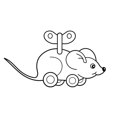 Coloring Page Outline Of toy clockwork mouse. Coloring book for kidsのイラスト素材