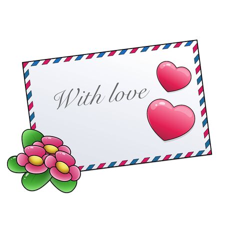 Greeting letter and hearts isolated on white background. Valentine's day. Birthdayのイラスト素材
