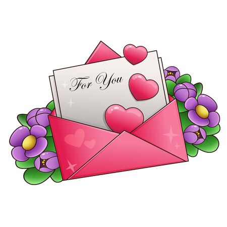 Greeting letter and hearts isolated on white background. Valentine's day. Birthdayのイラスト素材