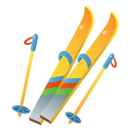 Ski for kids. Winter sports. Retro-style.のイラスト素材