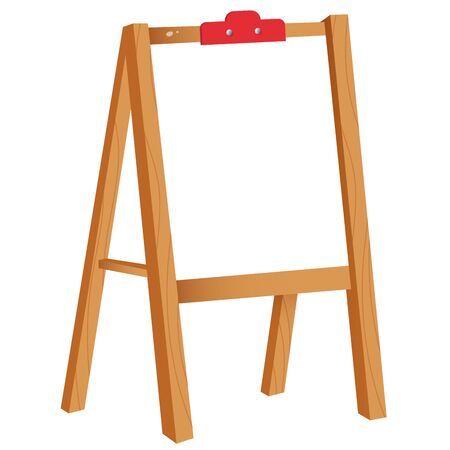 Color image of cartoon easel with canvas on white background. Art and drawing. Vector illustration for kids.のイラスト素材