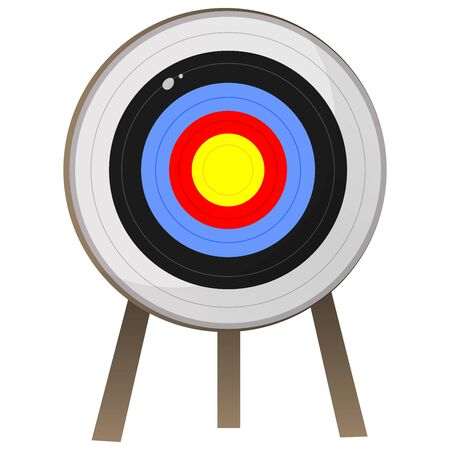 Color image of cartoon target for archery on white background. Sports equipment. Bow shooting. Vector illustration.のイラスト素材