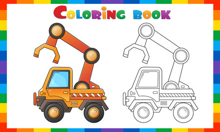 Coloring Page Outline Of cartoon loader or lift truck. construction vehicles. Coloring book for kids.のイラスト素材