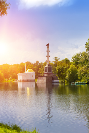 The Chesme Column and Pavilion "Turkish bath", 18th century. Catherine Park. Pushkin (Tsarskoye Selo). Petersburg

の写真素材
