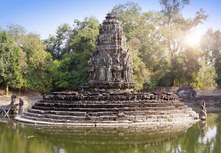 ruins of Neak Pean(12th Century) - religious architecture landmarks buildings complex near Siem Reap, Cambodiaの写真素材
