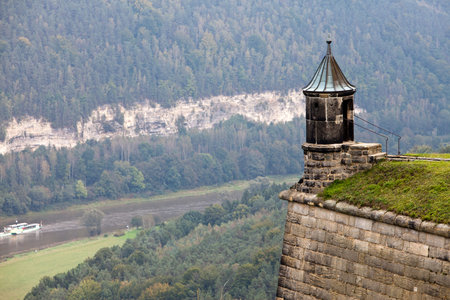 fortress fortification castle Koenigstein in Saxony, Germanyのeditorial素材