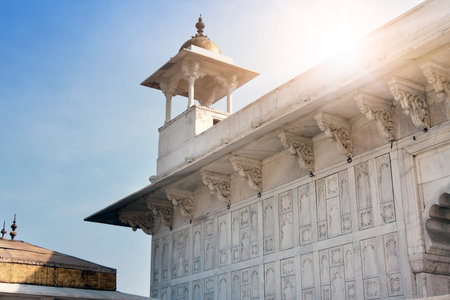 white palace in the Red fort. Agra. Indiaのeditorial素材