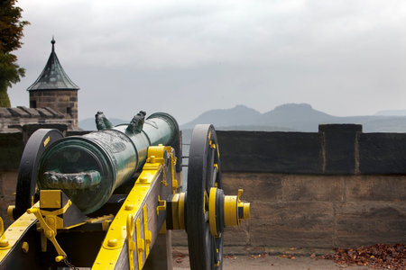 old cannon or gun at Koenigstein fortress fortification in Saxony, Germanyのeditorial素材
