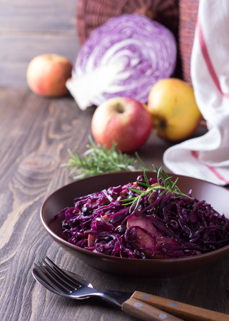 Spicy red cabbage stewed with apples and blackcurrantの写真素材