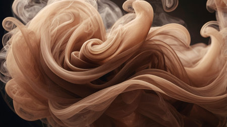 Brown mocha abstract background with misty, swirling smoke effects. The soft, vaporous texture creates a dreamy atmosphere, perfect for modern and minimalist designs.の素材