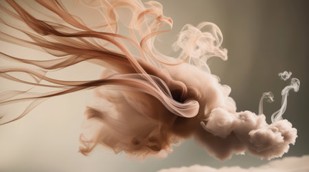 Swirling smoky abstract texture in warm mocha shades with a vapor-like effect. The rich browns and soft gradients blend into a delicate and elegant background, suitable for professional use.の素材