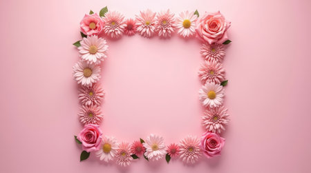 Delicate floral frame featuring soft pink and white blossoms with subtle green accents. Perfect for tender, romantic, and elegant designs.の素材