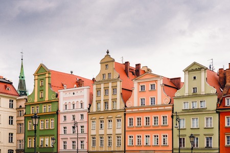 Buildings on the medieval Market Square in Wroclaw, Polandの写真素材