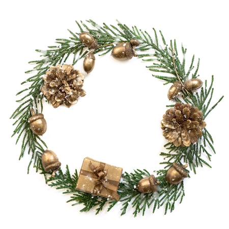 Christmas border design on the white backgroundの写真素材