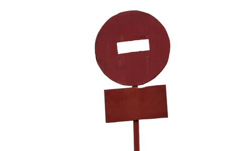 the old road sign on a white backgroundの写真素材