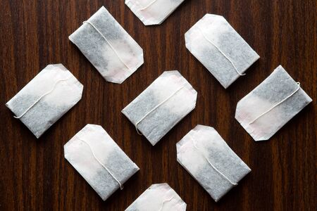 tea bags on a tableの写真素材