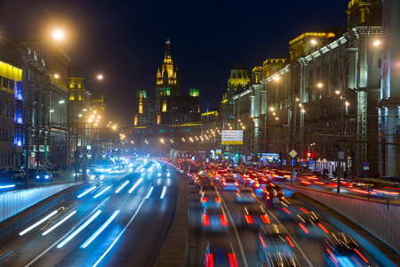 Evening on the street of Moscowの写真素材