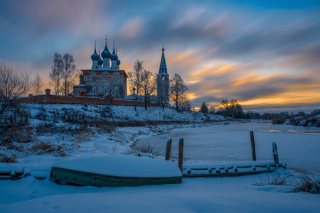 Winter evening in the villageのeditorial素材