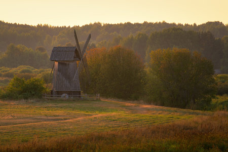 The mill at sunset. Pushkin Mountains, Pskov regionの写真素材