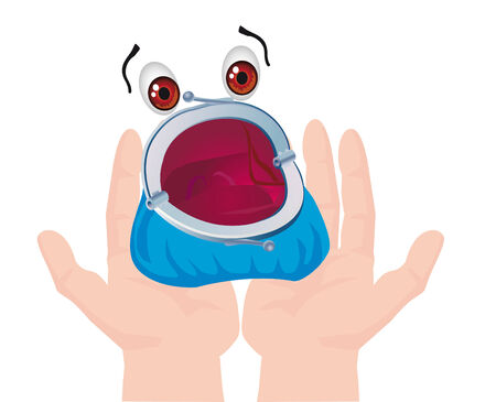 An empty purse on hands sings a sad song about empty pocketsのイラスト素材