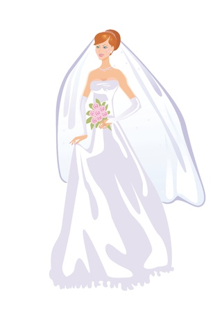 Happy young fiancee on a white background (contain the Clipping Path of all objects)の写真素材