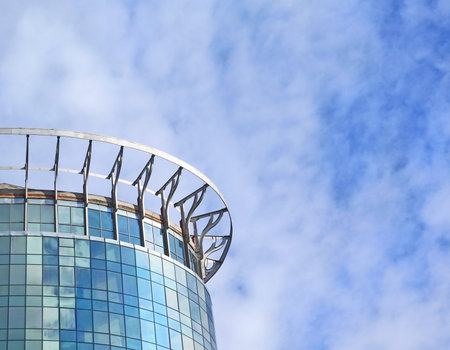 Modern building on a background skyの写真素材