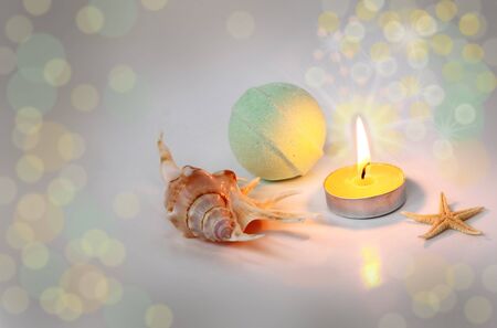 Aromatic marble for bath and aromatized candleの写真素材