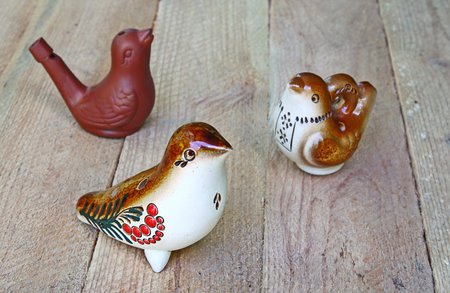 Folk traditional clay Ukrainian toy-whistle from East Ukraine  Mass production の写真素材