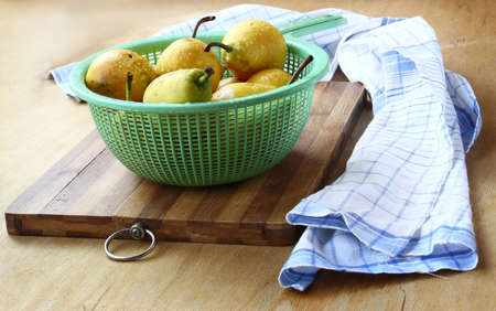 Pears  on a wooden tableの写真素材