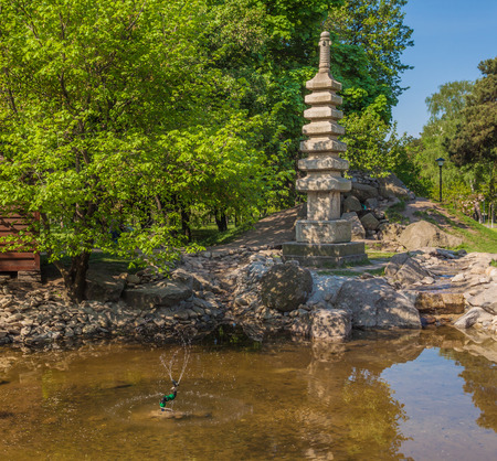 Public garden in Kiev in the Japanese style done in honor of the sister city of Kiev Kyoto springの写真素材