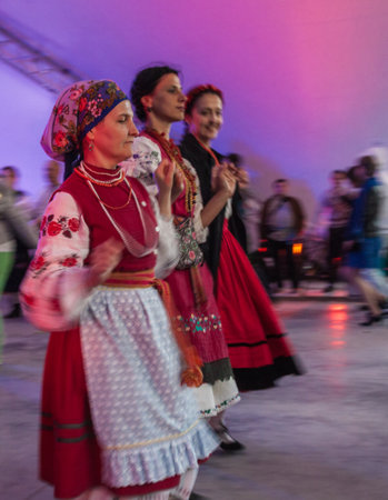 KIEV, UKRAINE-May 15-17,2015: 15-17 May 2015 at cultural complex "ArtArsenal" It hosted the International Festival of Traditional Culture "Discover others - Know thyself!", in Kiev, Ukraine.のeditorial素材