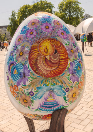 KYIV, UKRAINE - APRIL 28, 2016: All-Ukrainian festival of Easter eggs by ethnocultural project Folk Ukraine on Sophia Square in the centre of Kiev, Ukraine. April-may 2016のeditorial素材