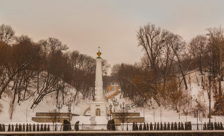 KIEV, UKRAINE - JAN 22, 2016: Monument to Magdeburg Rights among other names there are Column of...