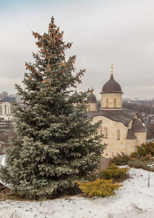 KIEV, UKRAINE - 21 Dec, 2016: Archangel Michael Zverinetsky monastery and temple of the Mother of God âJoy of all who Sorrowâ in Kiev, Ukraineのeditorial素材