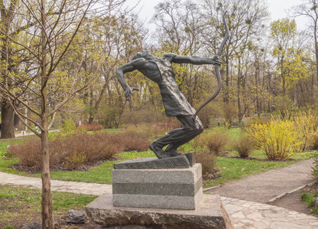 KIEV, UKRAINE - APRIL 6, 2017: Sculpture "Invasion" in memory of the victims of the Second World War, students and teachers, in Kiev, Ukraine.のeditorial素材
