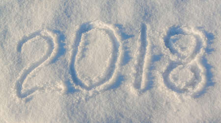 2018 on the snow for the new year and christmasの写真素材