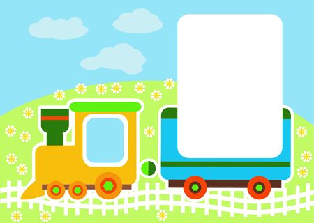Vector illustration of a toy train,  cartoon train, background for greeting cards, children's album or photoのイラスト素材
