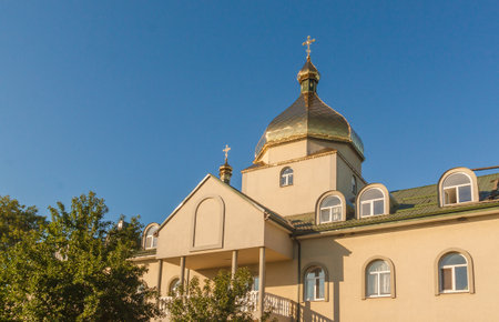 SVITIAZ, VOLYNSK REGION, UKRAINE - 4 JULY, 2018: Peter and Paul Monastery of the Vladimir-Volyn Diocese of the Ukrainian Orthodox Church,  in the village of Svitiaz, Ukraineのeditorial素材