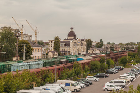 LUTSK, VOLYN REGION, UKRAINE - 10 AUGUST, 2019: building of Lutsk railway station.のeditorial素材