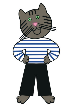 Day of the Seafarer. June 25. Holiday concept with sailor cat. Vector isolated illustration.のイラスト素材