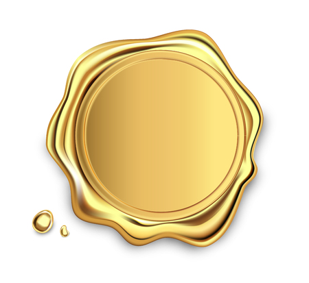 Gold stamp wax seal approval sealing retro label set. Quality guarantee label. Elite.のイラスト素材