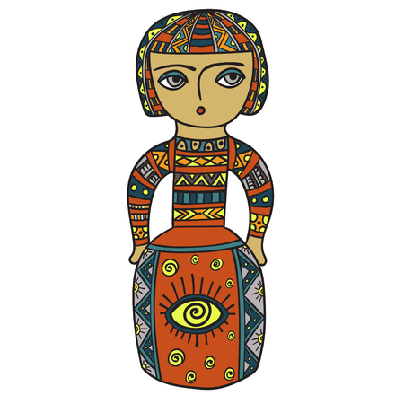 Ethnic statue, sculpture,doll with patterns. Print on t-shirt , tattoo.doodle, zentagl,card,tyle.のイラスト素材
