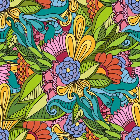 Abstract vector decorative ethnic floral colorful seamless patternのイラスト素材