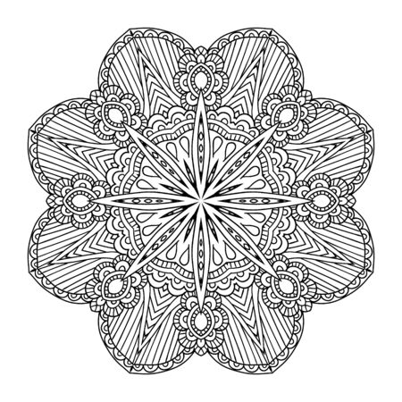 Mandala. Round Ornament.Vintage decorative elements. Oriental pattern, vector illustration. Islam and Arabic and Indian and turkish and pakistan, and chinese, ottoman motifs.のイラスト素材
