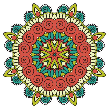 Mandala. Round Ornament.Vintage decorative elements. Oriental pattern, vector illustration. Islam and Arabic and Indian and turkish and pakistan and chinese and ottoman motifs.のイラスト素材