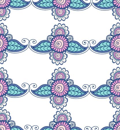 Seamless Beautiful Indian floral ornament can be used as a greeting card. Beautiful Indian floral ornament. Ethnic Mandala. Henna tattoo style.のイラスト素材