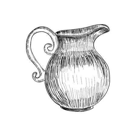 Sketch of Milk jug isolated, Hand drawn illustration, Vector sketch.のイラスト素材