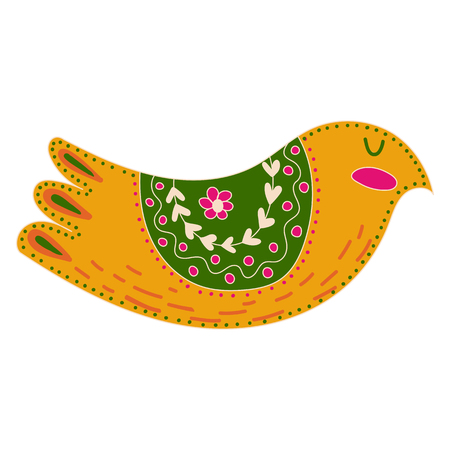 Illustration with birds and flowers in a Scandinavian style. Folk artのイラスト素材