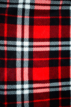 Vibrant Red, Black, and White Plaid Fabric Texture