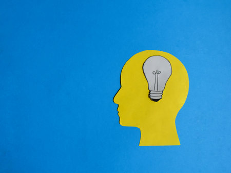 Idea Inside the Head on Blue Backgroundの写真素材